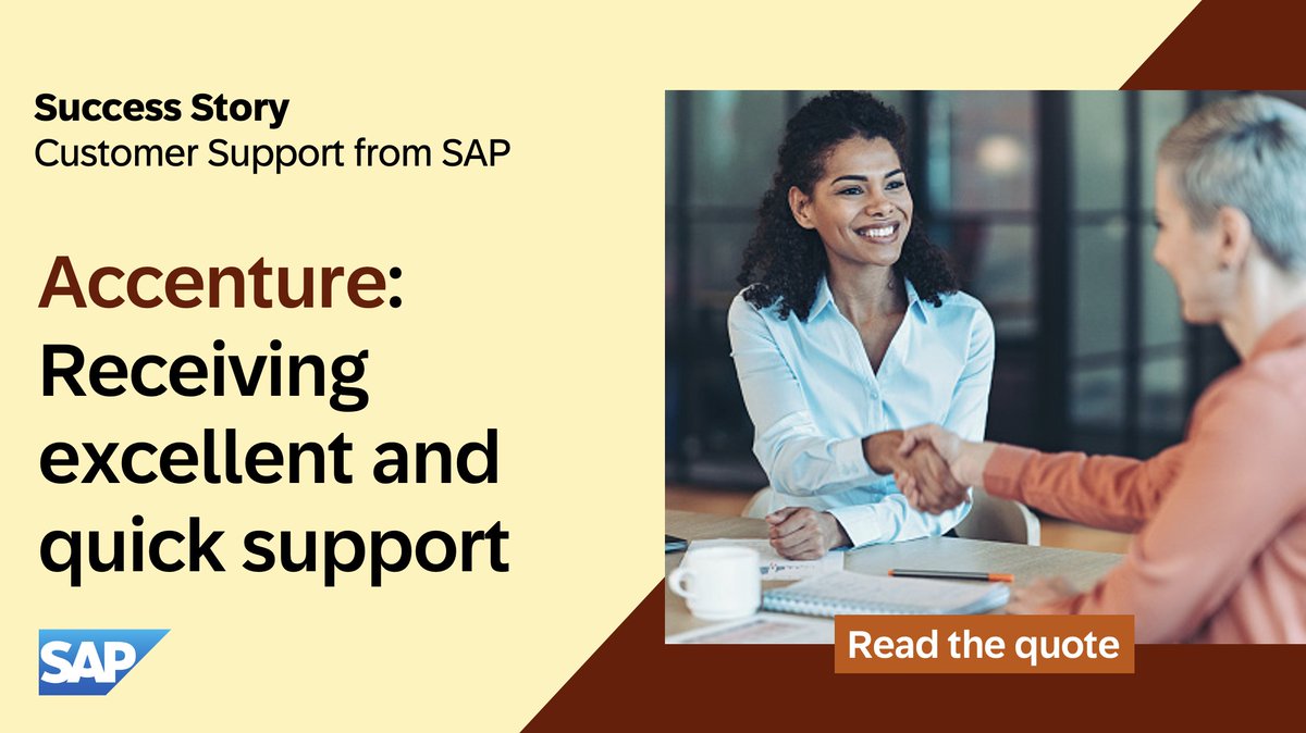 SAP_Advisor's tweet photo. Learn how experts from SAP Enterprise Support services provided Accenture with professional support.

Read the full quote: https://t.co/N3b198nlXs https://t.co/vcF2OdFRSw