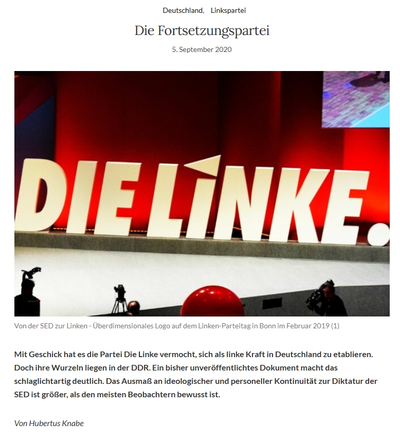 terran_liberty's tweet photo. Herr @hubertus_knabe fand 2020 die passenden Worte. Es ist und bleibt die Linke – nicht Nachfolge-, sondern Fortsetzungspartei der SED.

➡️ Eidesstattliche Versicherung 2009: „DIE LINKE ist rechtsidentisch mit der PDS, der SED – und damit faktisch auch der KPD.“

➡️ Ideologische & personelle Kontinuität: SED-Zentrale, Rosa-Luxemburg-Stiftung, „Neues Deutschland“ – alte Strukturen, neue Namen.

➡️ Über 17 % der Bundestagsabgeordneten Ex-SED, dazu Ex-FDJ- und Stasi-Funktionäre – in Ost-Landtage teils weit mehr.

➡️ DDR wird bis heute nicht klar als Unrechtsstaat verurteilt – stattdessen Lob für „Errungenschaften“ und Ziel „Systemwechsel“.

➡️ Regierungsbeteiligung in Berlin zeigt DDR-Politik im Kleinformat: Enteignungsfantasien, ideologische Umgestaltung, linksextreme Freiräume.

☑️ Wer die Linke wählt, bekommt mehr als eine Partei – er bekommt die direkte Fortsetzung der SED.