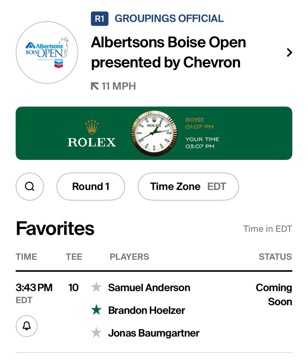 Big week for B Hoe as he is in Boise, Idaho for the first round of the <a href="/KornFerryTour/">Korn Ferry Tour</a> playoffs 

(He tees off at 3:43 pm eastern on Thursday )

It’s time to remain dialed in and get hype — only a few events left  

*Brandon is currently ranked 128th in points