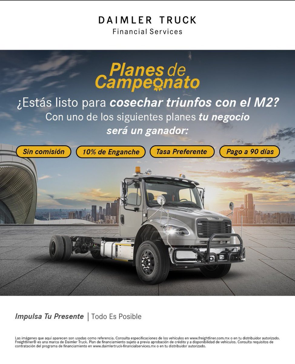 El Freightliner M2 🚛 está listo para mover tu negocio y ahora puedes estrenarlo con beneficios que te ponen en la delantera, elige entre:
✅ Sin comisión por apertura
✅ 10% de enganche
✅ Tasa preferente
✅ Pago hasta en 90 días