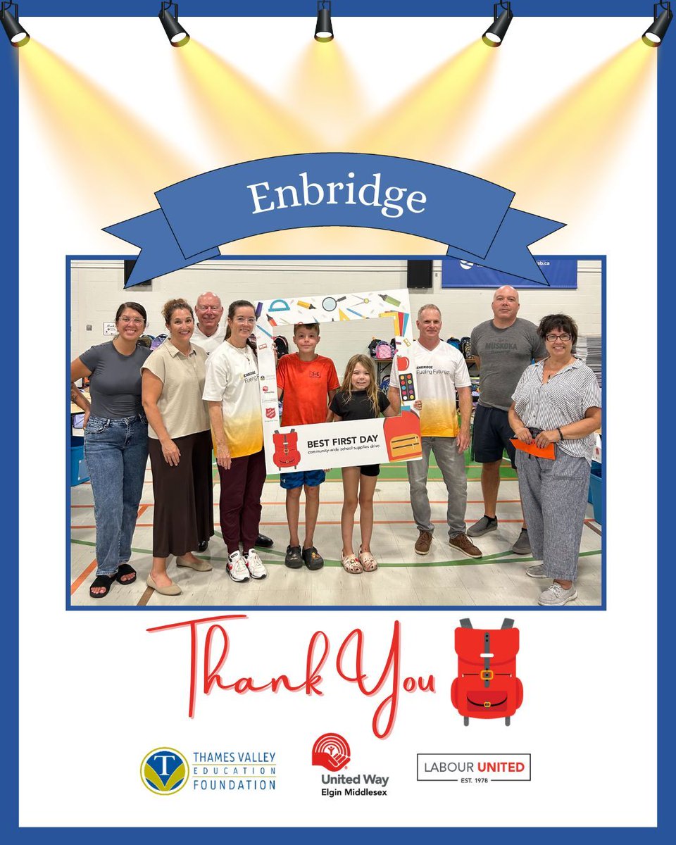 A huge thank you to Enbridge for their generous donation and hands-on help this past week. Their support helped us purchase school supplies, and their team joined us to pack backpacks, making sure students are ready to have their #BestFirstDay!