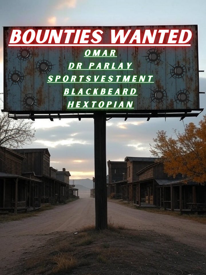 🦁♠️ TONIGHTS BOUNTIES ♠️🦁

<a href="/LionGamingpicks/">Lion Gaming</a> has chosen FIVE BOUNTIES for tonight 💰🔫

Take a bounty out = 20 SV COINS ✅

🚨- <a href="/PennyPitVictim/">Omar of The Omar Show</a> 
🚨- <a href="/ParlayBuilder2/">Dr. Parlay Builder</a> 
🚨- <a href="/sportsvestment/">Sportsvestment</a> 
🚨- <a href="/BlackbeardBets_/">Blackbeard 🏴‍☠️</a> 
🚨- <a href="/Marlboroman771/">hextopian</a> 

Join the FREE ROLL tonight for your chance 💸💸