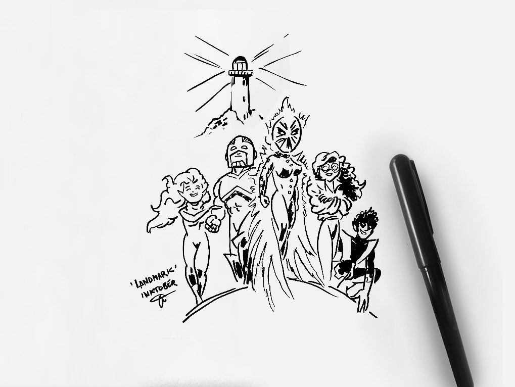 specialstranges's tweet image. INKTOBER ● DAY 31 : LANDMARK  
@inktober #landmark #Excalibur #meggan #captainBritain #rachelSummers #phoenix #kittyPryde #shadowcat #nightcrawler #diablo #xmen 
 #inktober #comicstober #marveltober #inktoberlandmark #inktober2024