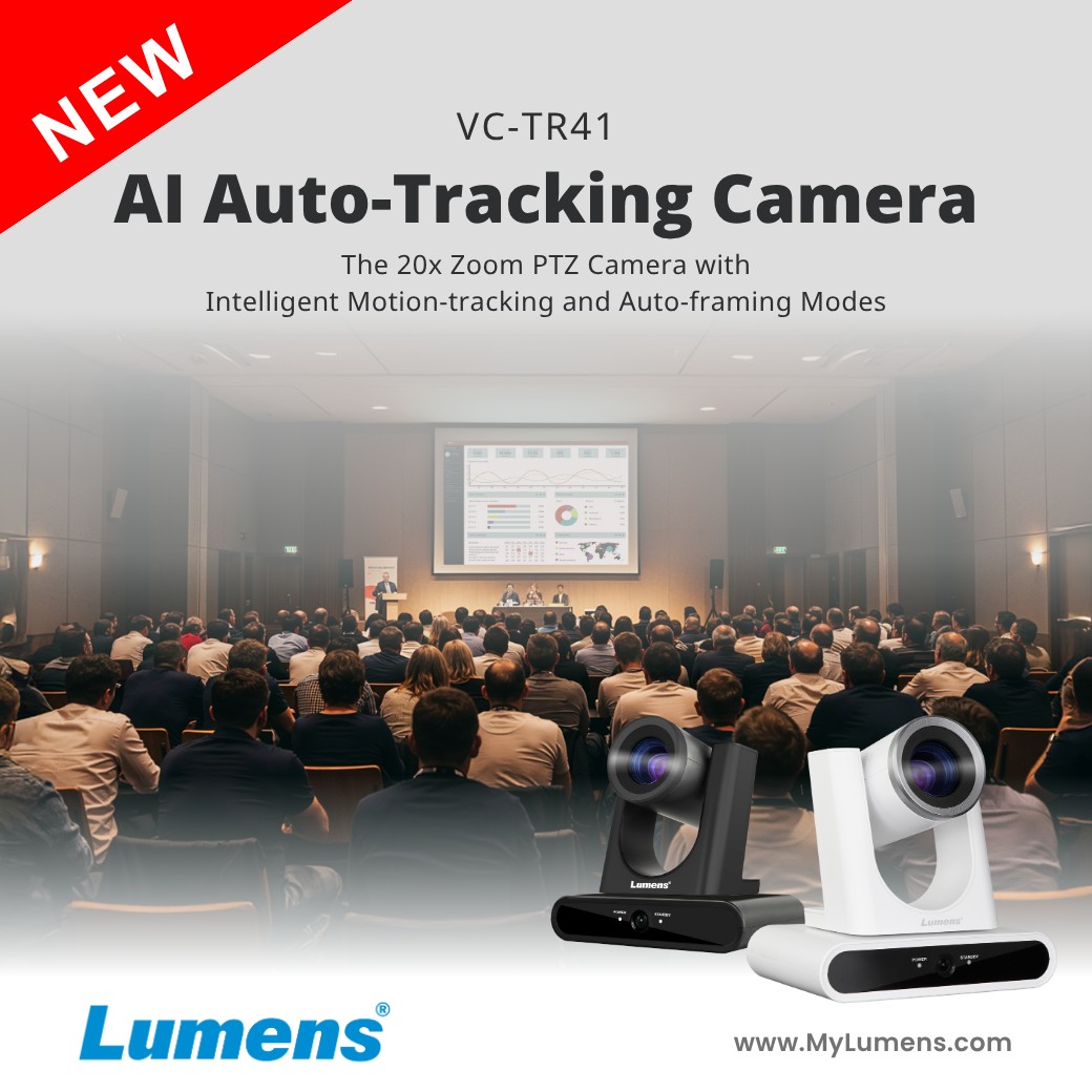 Lumens deepens AI integration with its new VC-TR41 PTZ camera! 
The VC-TR41 is a 20x HD PTZ camera with reliable motion-tracking, <a href="/Zoom/">Zoom</a> certification, and support for #CamConnect Pro voice-tracking—ideal as Lumens’ go-to workhorse. 
🔹 More info: mylumens.com/en/Products_de…