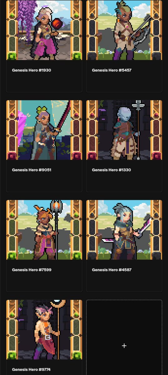 My heroes from <a href="/PlayCryptalia/">Echoes of Cryptalia</a> have just been revealed. Loving the project so far and excited to see how my heroes perform and experimenting with items on their build. I'm liking the Performer class most on initial thoughts.