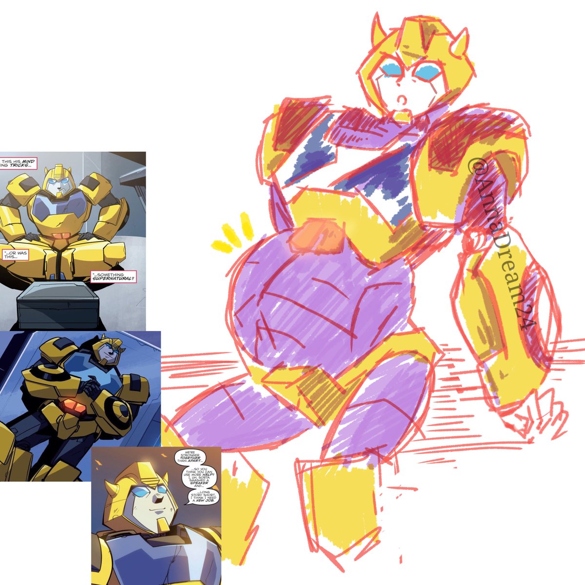 AnnaDream24's tweet image. I am trying to draw in Ibis at the smartphone. 
Tell how it looks.
  
#Bumblebee #TransformersIDW #mechpreg