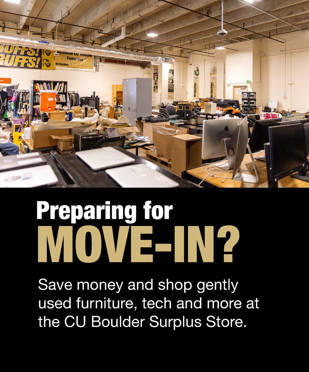 🛋️ Preparing to move in to your new home or residence hall? Shop the CU Boulder Surplus Store's Move-In Sale for gently used furniture, school supplies and more!
👉 Learn more here: cubouldersurplus.com