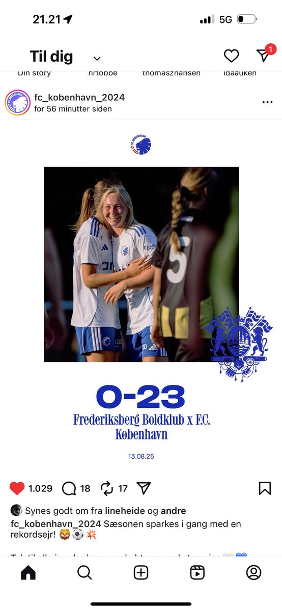 Typisk… Så har mændene lige vundet 5-0 og så skal kvinderne absolut lige ud og vise de også kan… Ved at vinde 23-0 😂🙌.

#fcklive