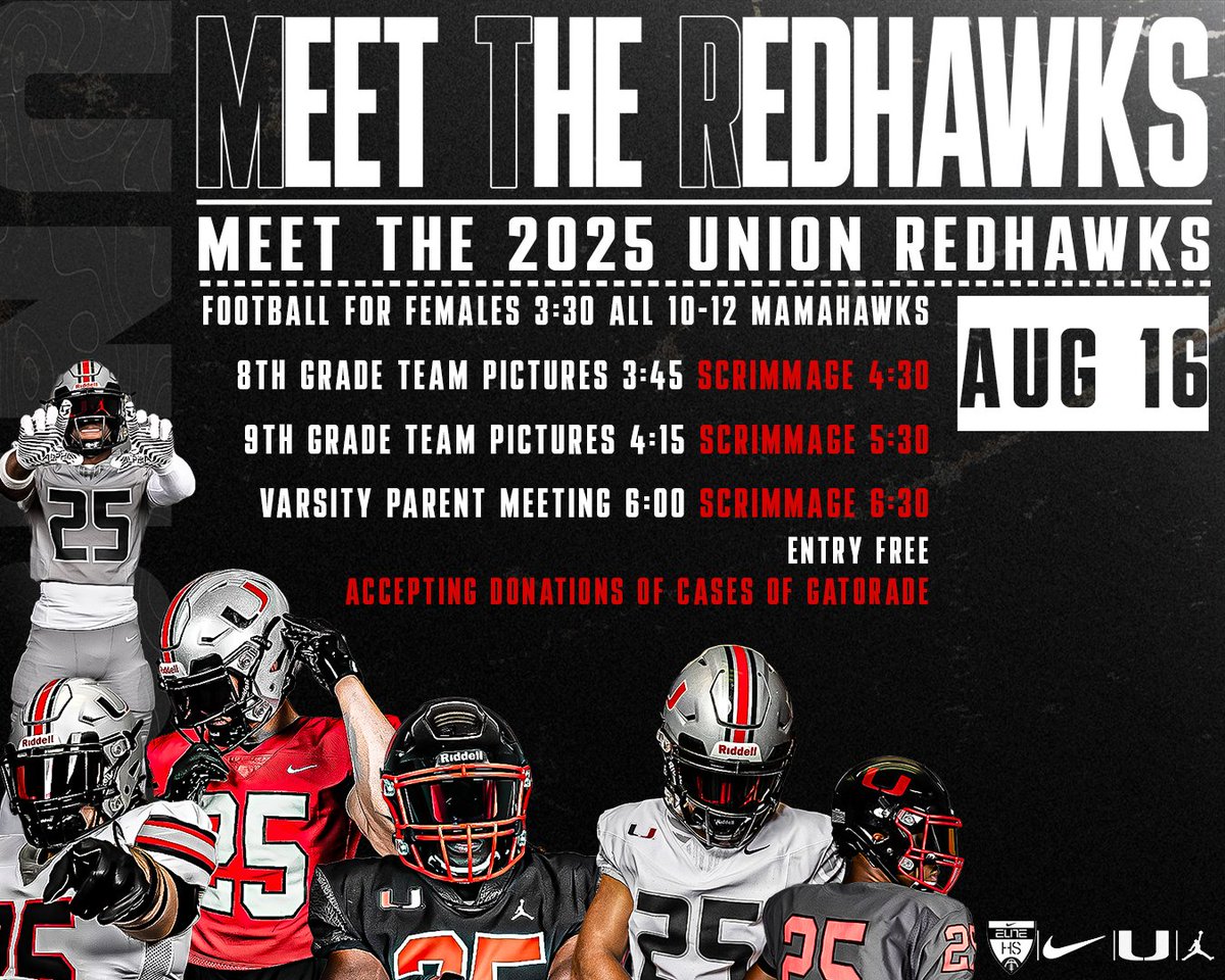 This Saturday come meet your 2025 Redhawks! Accepting Gatorade donations at the gate.
