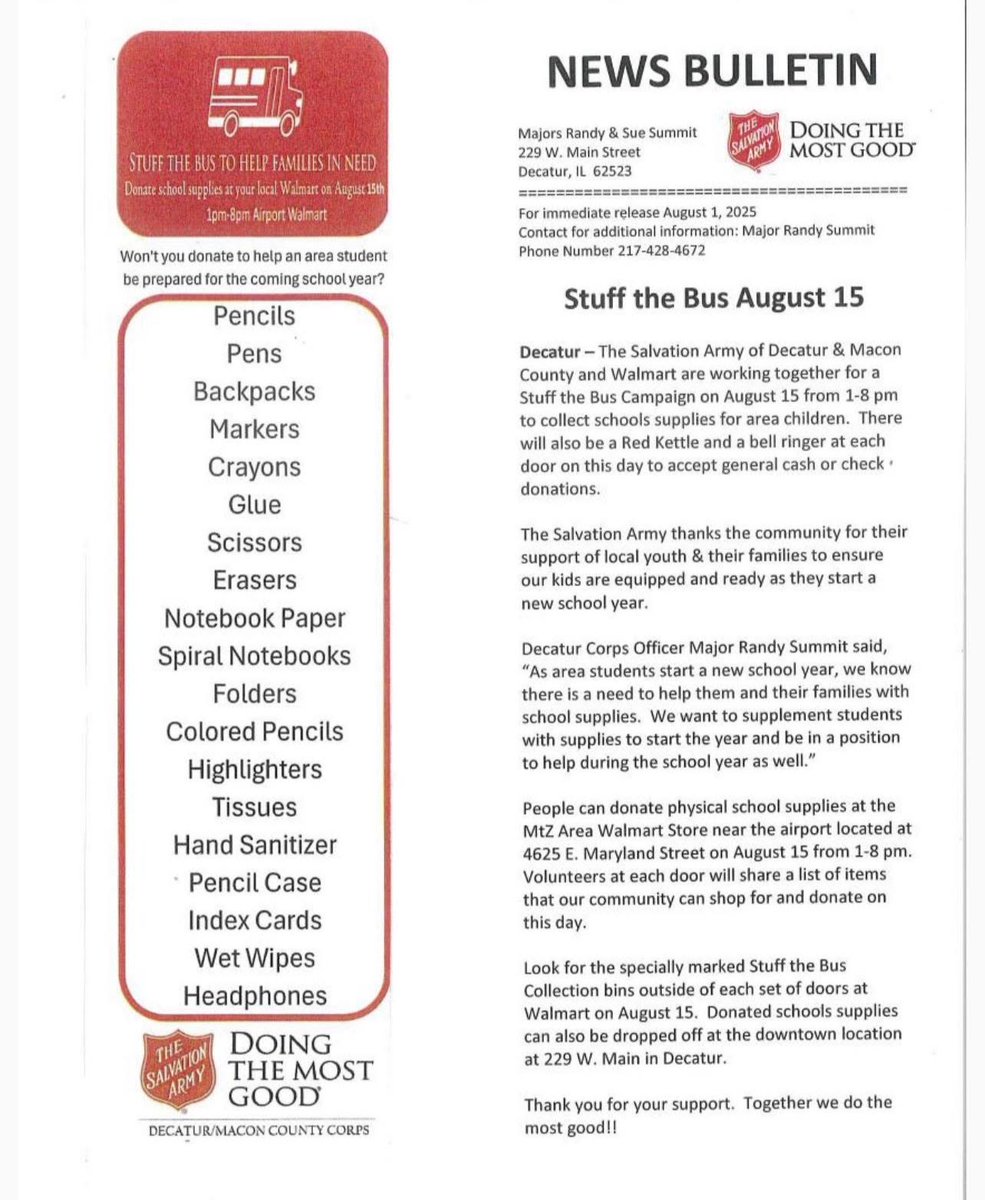 Hope you’ll come out on Friday…we hope to have school supplies to help students begin the year and even more to help students during the school year.