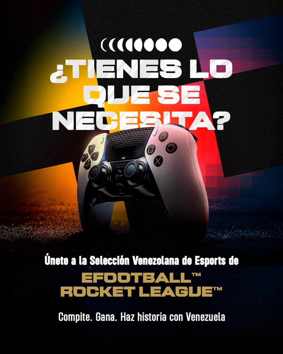 🎮🔥 ¿Listos para representar a 𝙇𝙖 𝙑𝙞𝙣𝙤𝙩𝙞𝙣𝙩𝙤 en Esports?

🔝⚽🏎️ Estamos buscando a los mejores para formar la Selección Venezolana de Esports en eFootball™ y Rocket League™. Compitan en nuestros eTrophy 2025 y demuestran quienes son los mejores del país 🇻🇪. 

📢