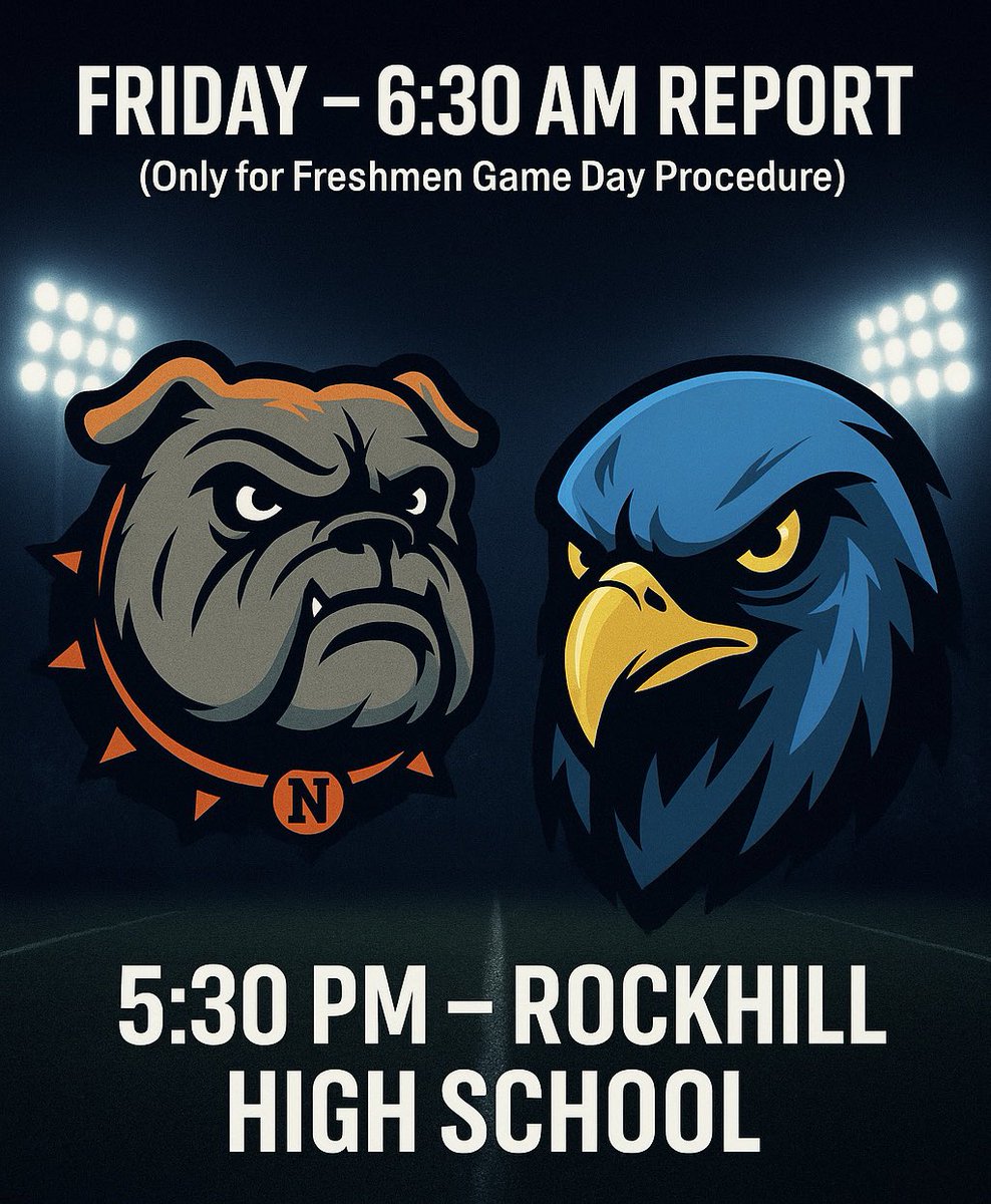 FRIDAY NIGHT LIGHTS START EARLY 🏈🔥
Freshmen Dawgs hit the road for a scrimmage vs. Prosper Rockhill!
📅 Friday – 6:30 AM Report (Freshmen only)
🕠 5:30 PM – Rockhill High School

Returners: OFF Friday after school.

#BulldogNation | #GoDawgs |