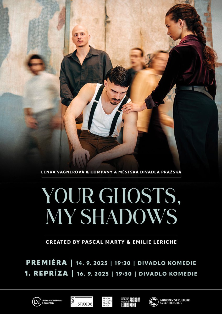 YOUR GHOSTS, MY SHADOWS
The production Your Ghosts, My Shadows is a unique collaboration between Emilie Leriche and Pascal Marty and the Lenka Vagnerová &amp; Company ensemble.

Tickets on sale:
mestskadivadlaprazska.cz/.../your-ghost…
More information:
lenka-vagnerova.cz/your-ghosts-my…