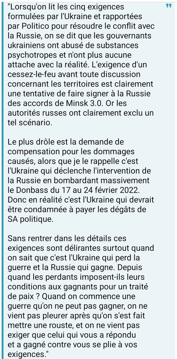 Analyse de Christelle Néant sur les exigences Ukrainiennes.