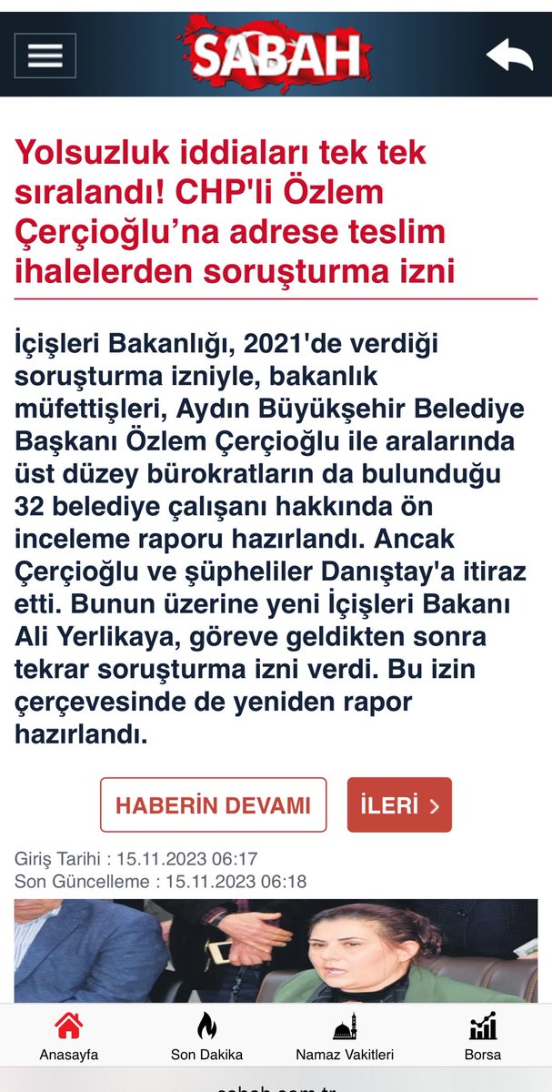 Yarın AKP’ye katılacak Özlem Çerçioğlu ile ilgili iktidarın yayın organı Sabah gazetesinin 2023 yılında yaptığı bir haber. 
Yarın yapılacak törenin başlığı:
ADRESE TESLİM TRANSFER