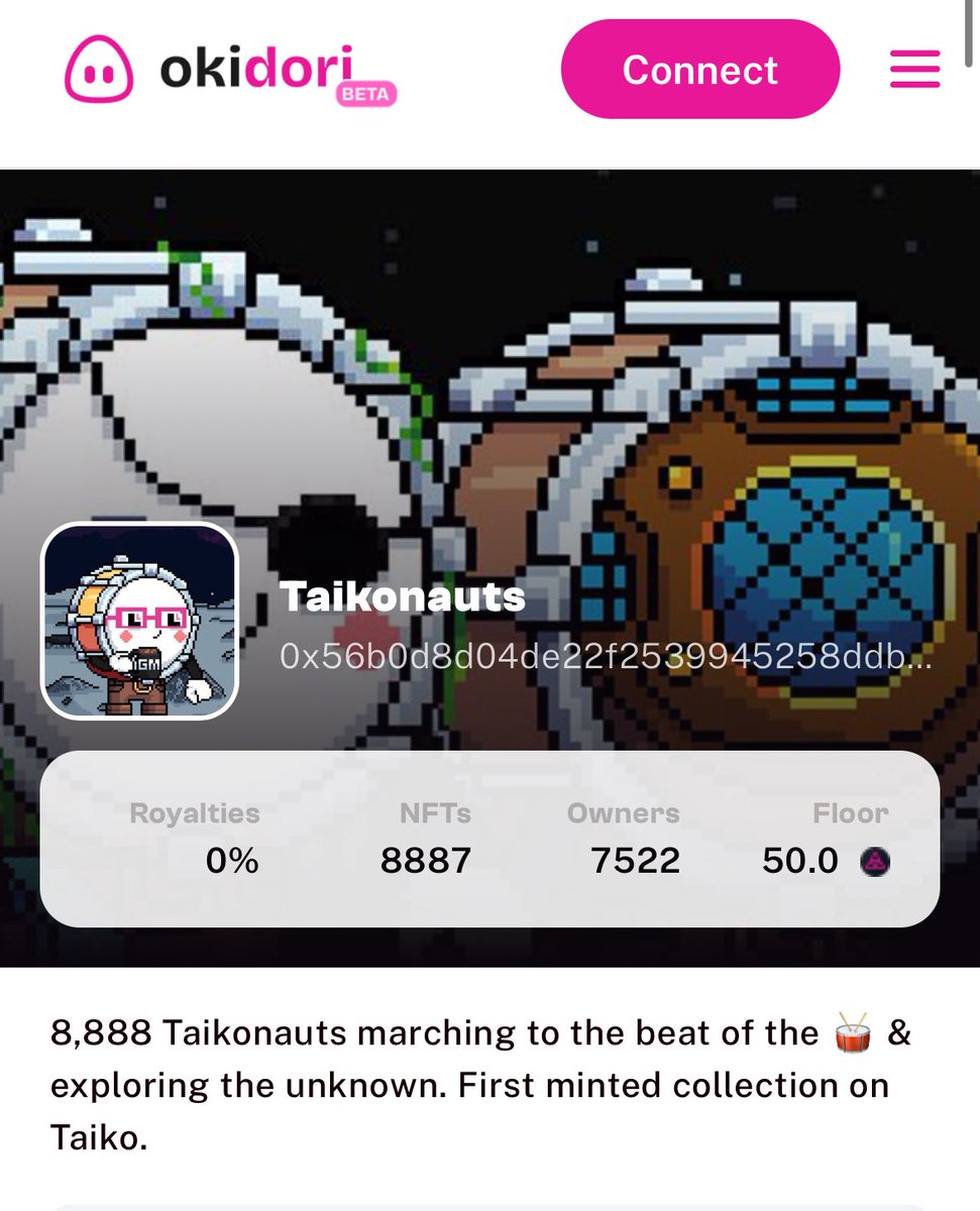 taikonautsnft's tweet image. We’ve landed  on @taikoxyz’s OkiDori marketplace! 

okidori.xyz/collections/0x…