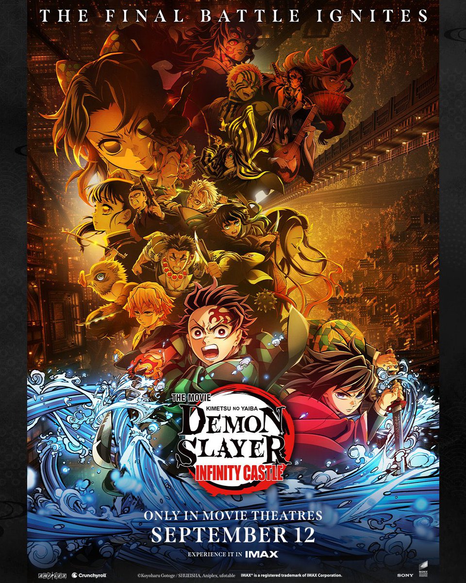 Luiz_Fernando_J's tweet photo. In 2021, #DemonSlayer set new records for non-English language releases Post-Covid at US #BoxOffice, and #Sony wants to make #DemonSlayerInfinityCastle even bigger in 2025.
Pre-sales kick off this FRI for the anime film which added #ChanningTatum to the cast voicing #Keizo, along with #RebeccaWang as #Koyuki, joining the English voices that dubbed the first movie.
#DemonSlayer arrives in US theatres on SEP 12, including IMAX.