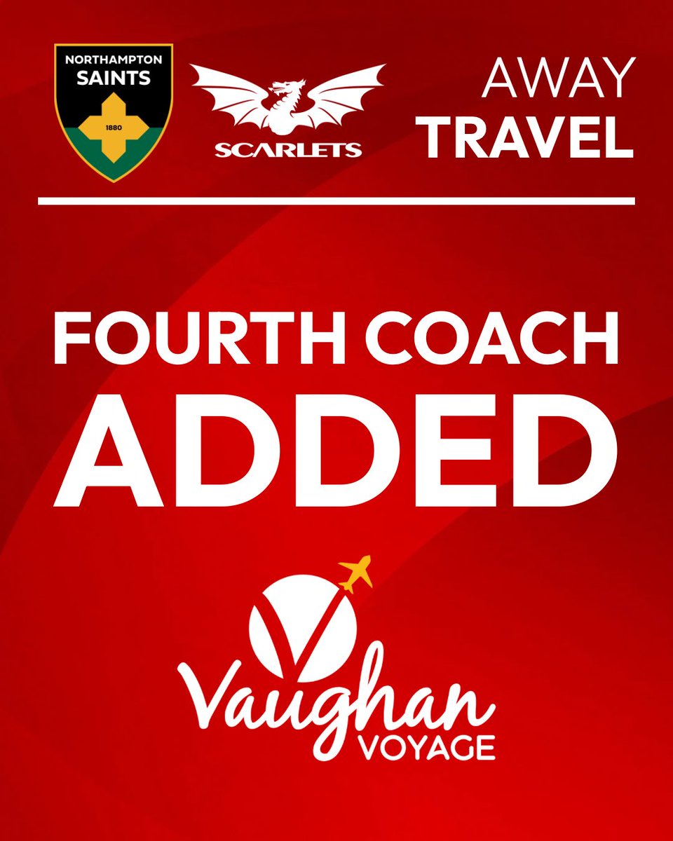 Vaughan Voyage (@vaughanvoyage) on Twitter photo Scarlets away support is always unmatched.
FIRST COACH FULL! ๐
SECOND COACH FULL! ๐
THIRD COACH FULL! ๐
Yes, we have added a FOURTH coach for our one nighter in Northampton!๐
If youโd like to join us, please email now.๐
info@vaughanvoyage.com Scarlets away support is always unmatched.
FIRST COACH FULL! ๐
SECOND COACH FULL! ๐
THIRD COACH FULL! ๐
Yes, we have added a FOURTH coach for our one nighter in Northampton!๐
If youโd like to join us, please email now.๐
info@vaughanvoyage.com