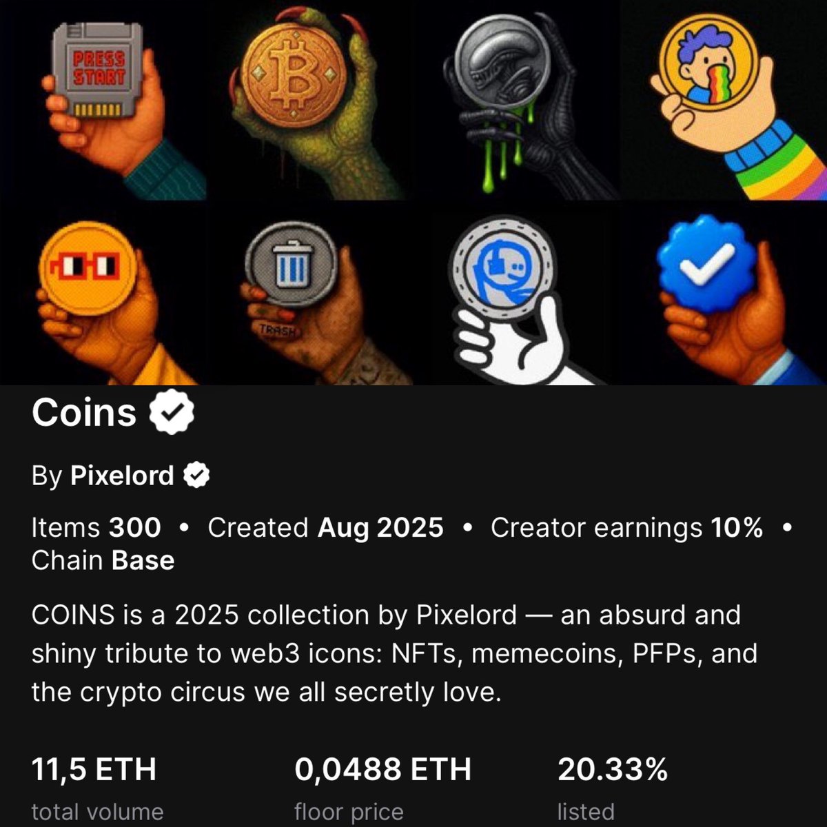 C O I N S
Launched today, doing good so far.
Can it go to 0.5 or 1 Eth?
Only if you like and value