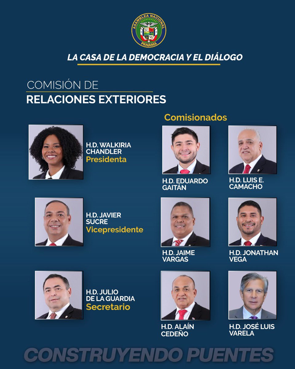 De esta manera quedó conformada la Comisión de Relaciones Exteriores, la cual será liderada por la diputada Walkiria Chandler durante este periodo.