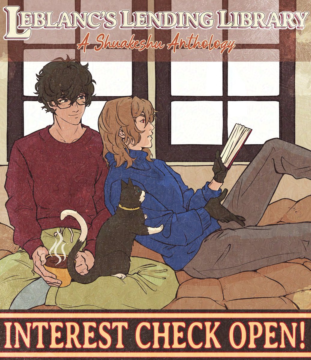 l3writerszine's tweet photo. 📚INTRODUCING🖋️  

Leblanc’s Lending Library: A Shuakeshu Anthology  

We are an upcoming for-charity zine dedicated to writers in the Shuakeshu fandom.   

✧ Interest Check open until 8/31! ✧

#akeshu #shuake #主明 #明主 #p5 #p5r

📚 Links and more info in replies ⁀➷ https://t.co/VodxR5Q5bc