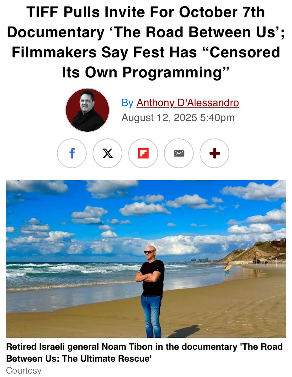 Awful: The Toronto International Film Festival has canceled the screening of a documentary about October 7. 

Why?

Because the filmmakers didn't obtain "legal clearance" from Hamas to use the terrorists' live streamed footage in their film.

Yes, you read that right.