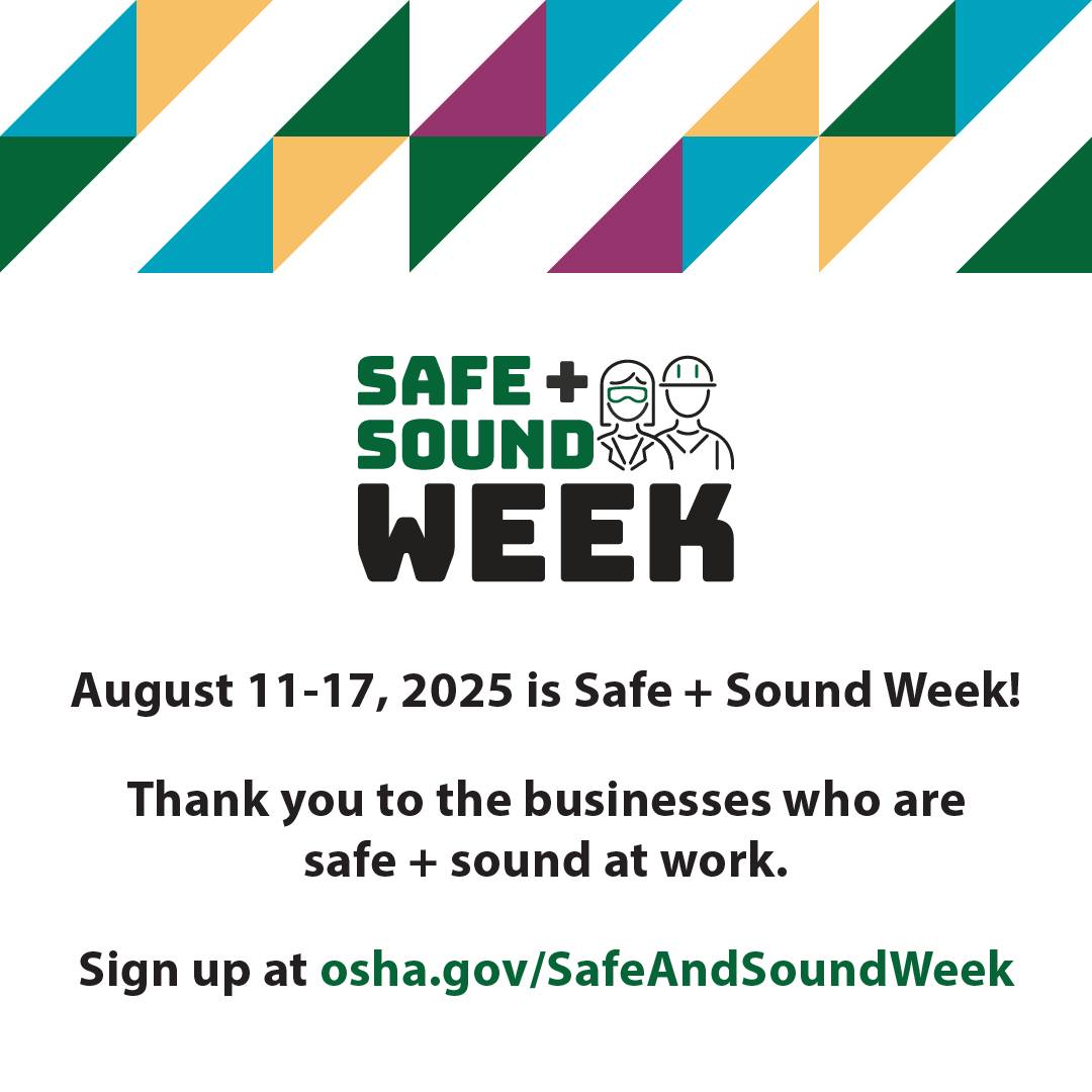NSCsafety's tweet photo. It’s #SafeAndSoundWeek. We are a proud partner of this safety observance led by @OSHA_DOL to help organizations prioritize #WorkplaceSafety. Employers can help ensure #SafetyForAll with these resources: https://t.co/yqXmIL1HZ0. https://t.co/V1XVsTxjaN