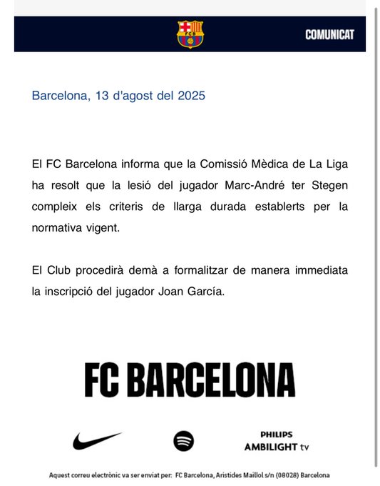 🧨Joan Garcia sera INSCRITO