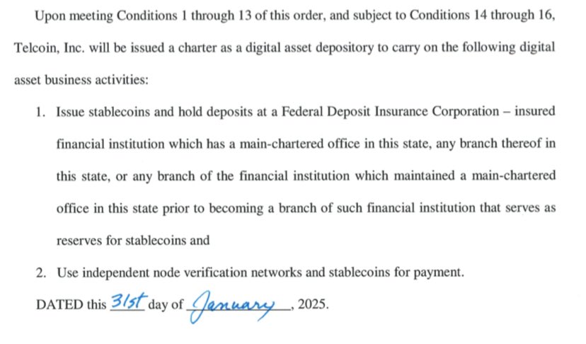 Telcoin digital asset depository charter document