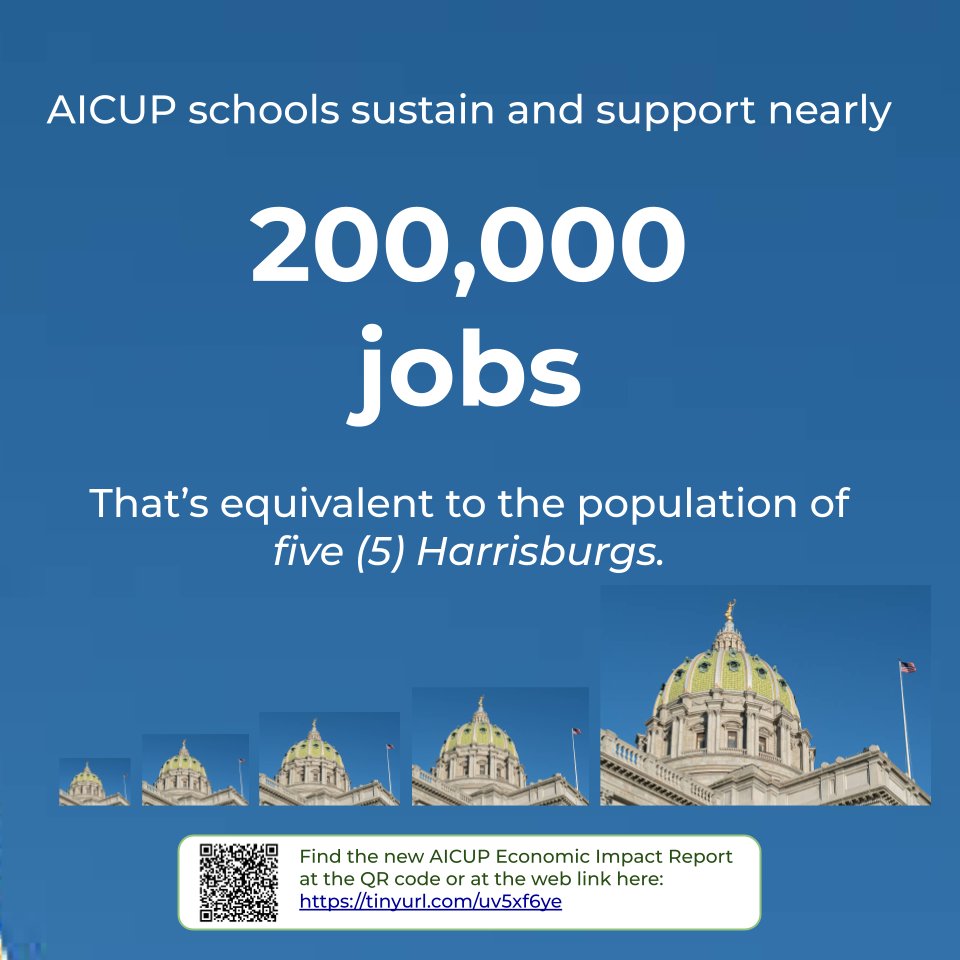 #AICUP supports 200,000 jobs, equivalent to the population of 5 Harrisburgs.

👉 New impact report:
aicup.org/wp-content/upl…
👉 #news
aicup.org/wp-content/upl…

#Career #Jobs #Workforce #FutureofWork #PA #Harrisburg #HarrisburgPA #CentralPA #Dauphin #college #university #highered