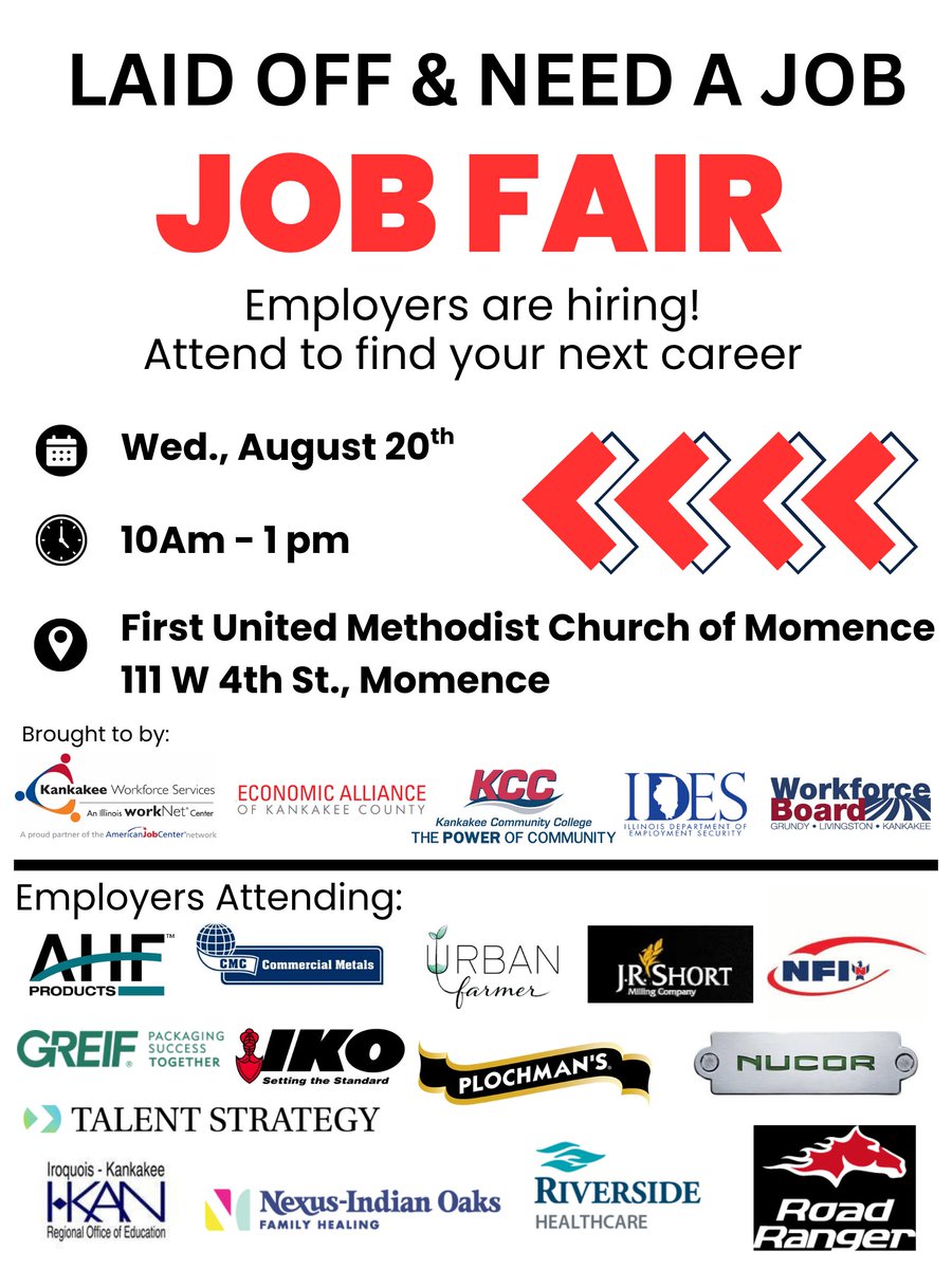 Kankakee County employers are hiring! Free job fair - open to the public.