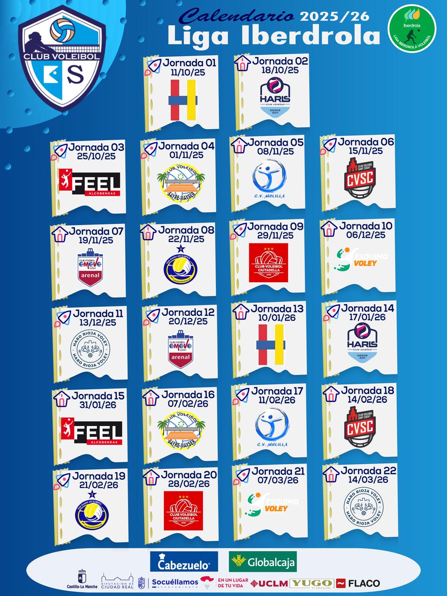 📅🔥 ¡Calendario confirmado!
Arrancamos la Superliga con toda la energía.

🏟️ Jornada 1: visitamos a las campeonas, Heidelberg
🏠 Debut en casa: recibimos a Haris
🏁 Última batalla: cerramos en casa contra Haro

Este año vamos a por todas 💪💙

#VamosKiele