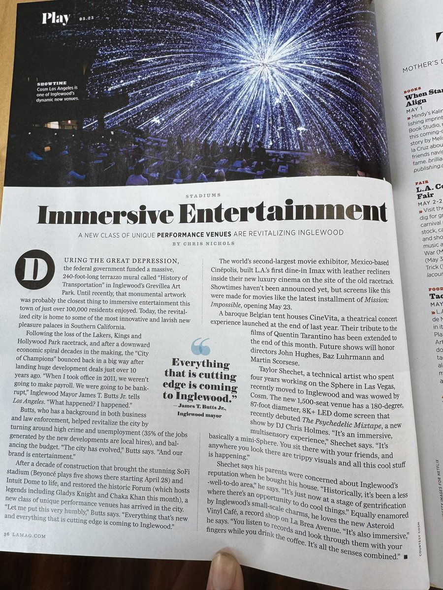 So cool, hanging at Asteroid Vinyl Cafe and they showed me a physical copy of the interview I did with <a href="/ChrisNicholsLA/">Chris Nichols</a> about immersive entertainment in Inglewood. So glad that the Asteroid s/o made the piece 🙏
