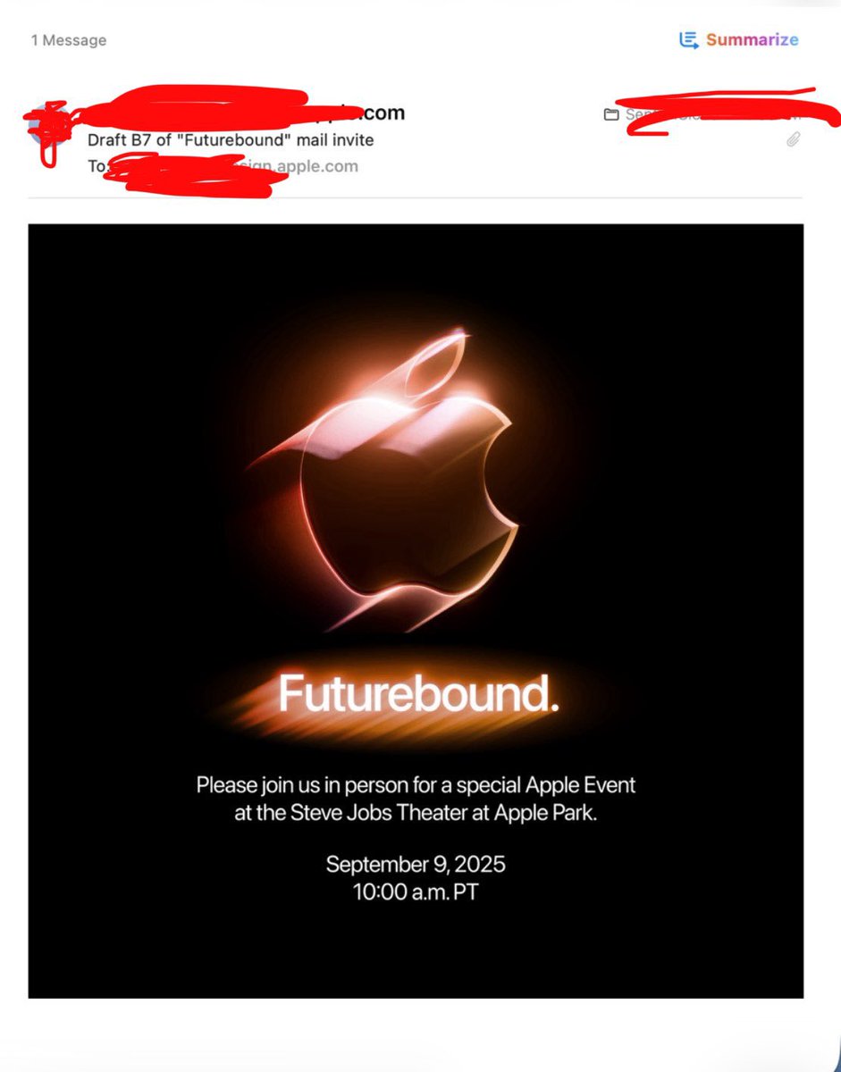 TheAppleDesign's tweet image. Apparently the iPhone 17 Series Apple Event Invite is LEAKED