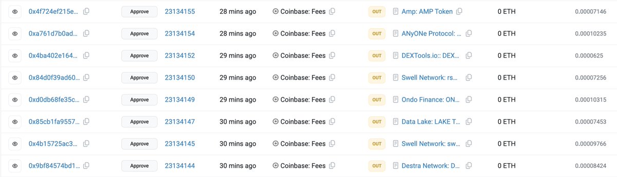 Coinbase 手续费代币授权导致被掏空的截图