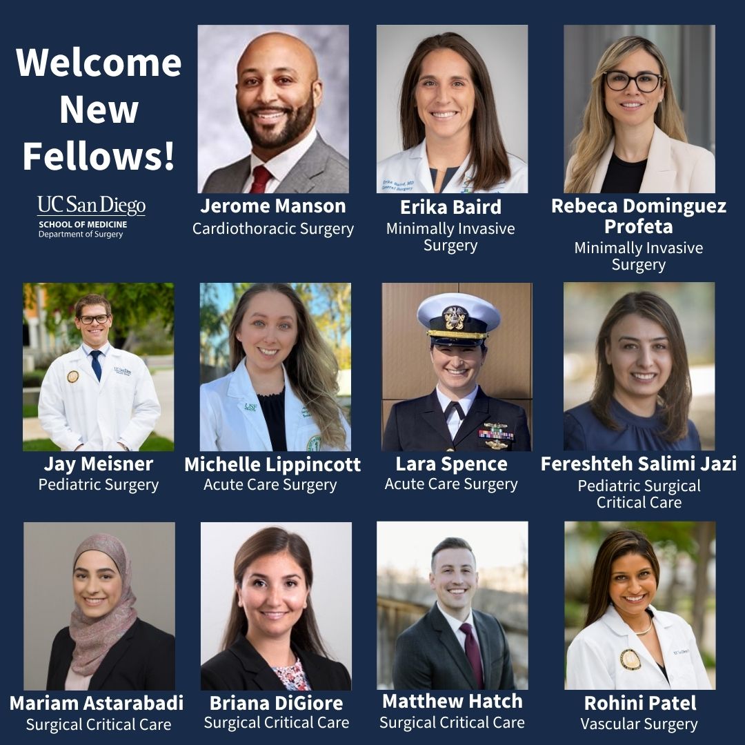 .@UCSDSurgery is excited to welcome our incoming fellows! Meet all of the surgeons who are continuing their surgical education in our various fellowship programs. Congratulations! 🎉

#UCSDSurgery #SurgicalEducation #Fellowship