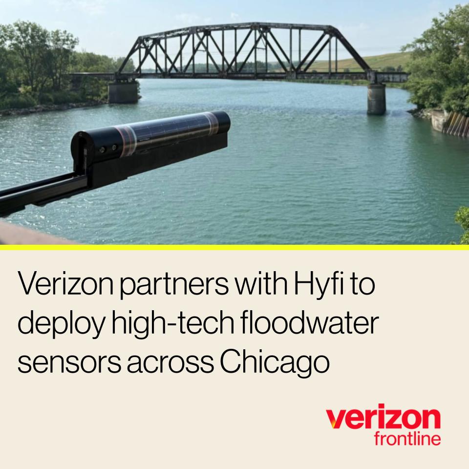 Verizon Frontline (@vzfrontline) on Twitter photo In partnership with Hyfi, and the Center for Neighborhood Technology, Verizon launched 50 of its high-tech floodwater sensors across flood-prone areas in Chicago to provide city managers, emergency preparedness officials and affected communities with a groundbreaking level of In partnership with Hyfi, and the Center for Neighborhood Technology, Verizon launched 50 of its high-tech floodwater sensors across flood-prone areas in Chicago to provide city managers, emergency preparedness officials and affected communities with a groundbreaking level of