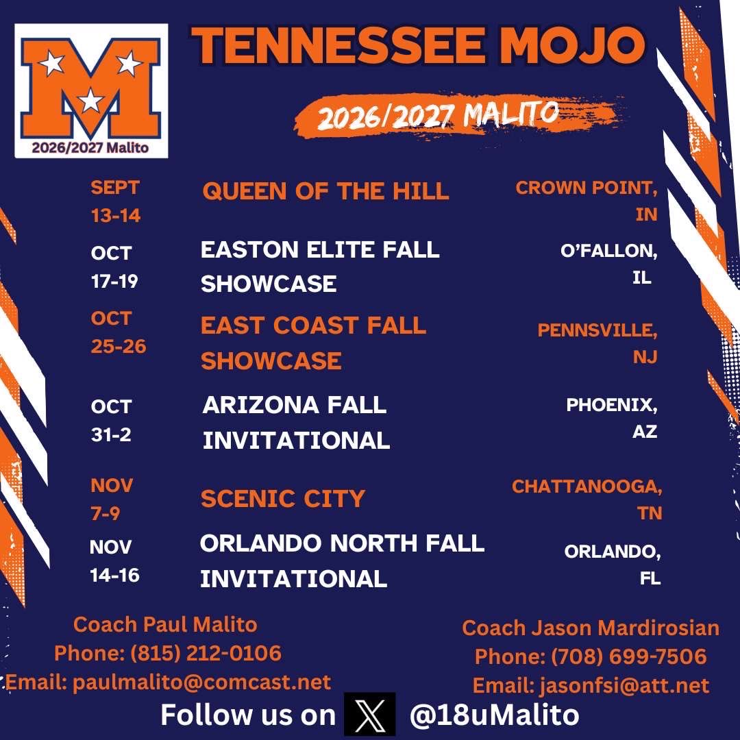 makayla hammer (@makaylahammer12) on Twitter photo Fall schedule!! So excited to be joining <a href="/18uMalito/">Mojo 18U Malito</a> and <a href="/MojoJason1/">Jason Mardirosian</a> this year! Hope to see you this fall! <a href="/CoachFrankReed/">Frank Reed</a> <a href="/CoachJordanSB/">Jordan Clark</a> <a href="/CoachAlyHab/">Alyson Habetz</a> <a href="/whitjones25/">Whitney Jones</a> <a href="/Darnellwestbro1/">Darnell Westbrook MBA</a> <a href="/Coach_McCool/">Gina McCool</a> <a href="/Coach_Ricketts/">Samantha Ricketts</a> <a href="/Coach_Kramos/">Tina Kramos</a> <a href="/CoachSorden/">Ben Sorden</a> <a href="/NataliePooleUSM/">Natalie Poole</a> Fall schedule!! So excited to be joining <a href="/18uMalito/">Mojo 18U Malito</a> and <a href="/MojoJason1/">Jason Mardirosian</a> this year! Hope to see you this fall! <a href="/CoachFrankReed/">Frank Reed</a> <a href="/CoachJordanSB/">Jordan Clark</a> <a href="/CoachAlyHab/">Alyson Habetz</a> <a href="/whitjones25/">Whitney Jones</a> <a href="/Darnellwestbro1/">Darnell Westbrook MBA</a> <a href="/Coach_McCool/">Gina McCool</a> <a href="/Coach_Ricketts/">Samantha Ricketts</a> <a href="/Coach_Kramos/">Tina Kramos</a> <a href="/CoachSorden/">Ben Sorden</a> <a href="/NataliePooleUSM/">Natalie Poole</a>
