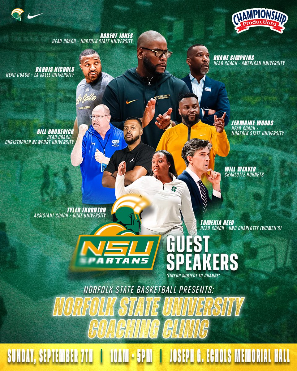 Check out this coaches clinic at Norfolk State University!!

Register today: eventbrite.com/e/2nd-annual-n…
