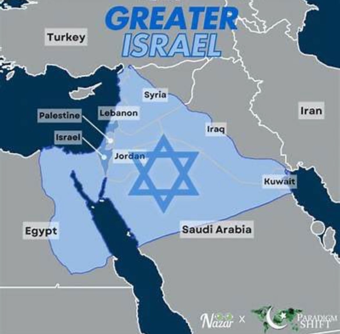 نتنياهو اعلن عن حلمه في تحقيق إسرائيل الكبرى و ان شاءالله دلاخته بتوحد العرب و المسلمين