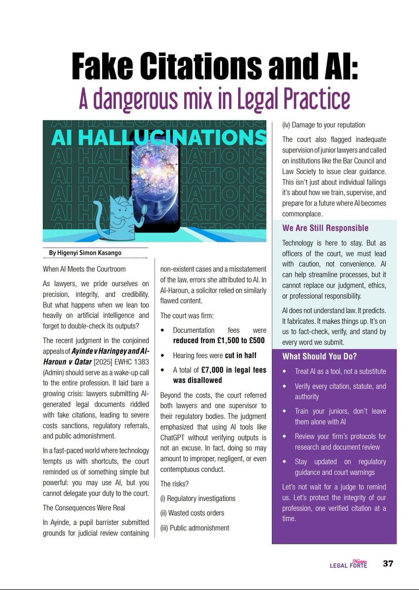I am deeply honored to be featured in the latest issue of Legal Forte magazine and to have my case commentary, "Fake Citations and AI: A dangerous mix in Legal Practice," published.