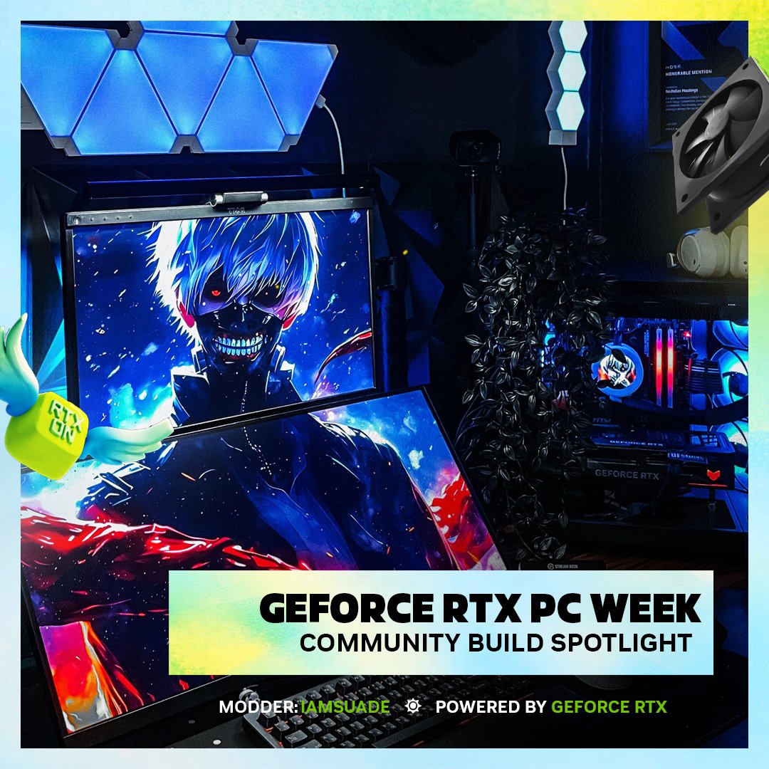 NVIDIAGeForce's tweet photo. 🖥️ GeForce RTX PC Week - Build Spotlight

iamsuade's build from r/battlestations is bringing out the ghouls 👻

Think your build has what it takes to be featured? tag us &amp; you may show up here 📸 https://t.co/tYUsMIvQc8