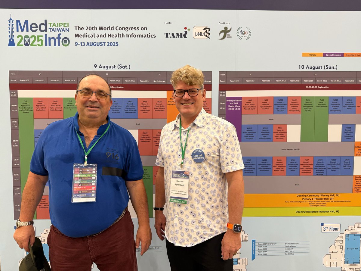 jmirpub's tweet image. That’s a wrap on #MedInfo2025!

Thanks to everyone who joined our sessions &amp;amp; connected with @eysenbach &amp;amp; @TLeungMD. The future of #DigitalHealth &amp;amp; #Informatics is bright!

 #JMIRMedInfo