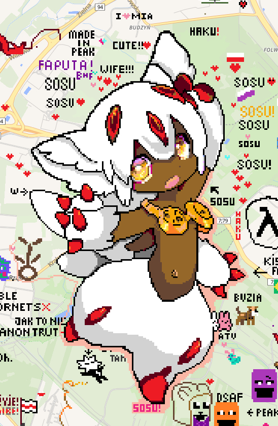 AAAAND she's done! Faputa o Wplace! She was brough to the side thanks to many many people who helped placing those stupid pixels