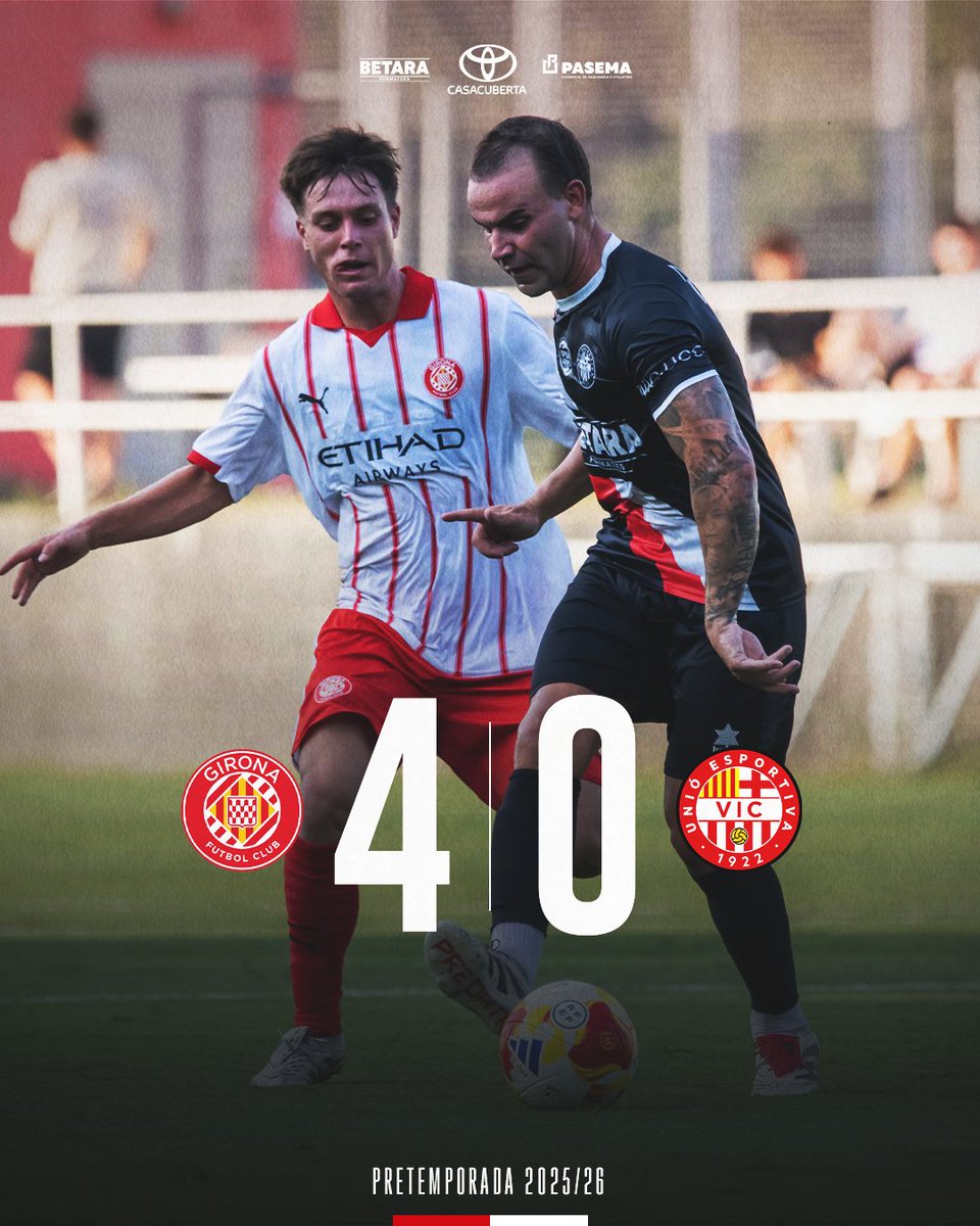 Derrota a Riudarenes en el segon test de pretemporada 🆚 <a href="/GFCAcademia/">Girona FC Acadèmia</a> 

#SomUEVic 🔴⚪