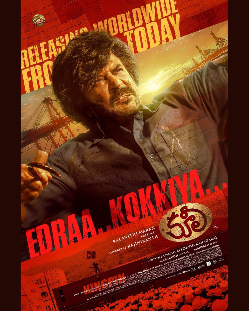 uppifcofficial's tweet photo. #Coolie releasing worldwide TODAY 🌟🔥

#Rajinikanth #LokeshKanagaraj #AnirudhRavichander #AamirKhan #AkkineniNagarjuna Upendra #SathyaRaj #SoubinShahir #ShrutiHaasan #PoojaHegde #Anbariv #GirishGangadharan #PhilominRaj #SatheesKumar #Sandy #Chandhru #PraveenRaja #RiazKAhmed https://t.co/Tmpi213Jgn
