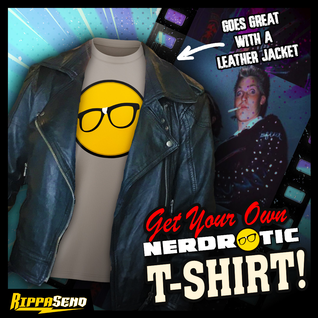 RippaSend's tweet image. The slick jacket may not be included (it&apos;s hot as heck out there right now anyways), but that shouldn&apos;t stop you from grabbing the equally slick, classic 🟡 @Nerdrotics T-shirt from the &apos;Waiting For Nerdrotic&apos; RippaSend campaign! #RippaSend #Nerdrotic #WaitingForNerdrotic…