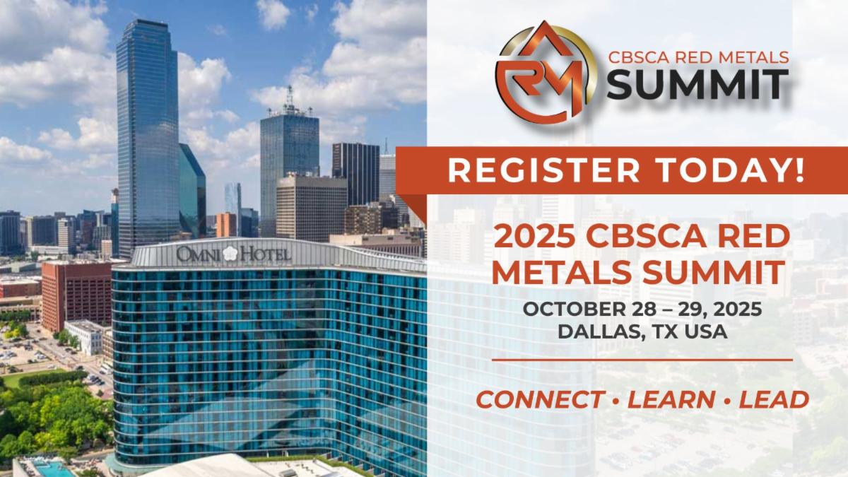 ⏳ The countdown is on! The CBSCA Red Metals Summit is coming to Dallas, TX — don’t miss it!

Engage with industry leaders, gain fresh insights and leave with strategies you can use right away.

Register today 👉 ow.ly/gvyA50WFyiZ

#RedMetalsIndustry #Leadership #Dallas