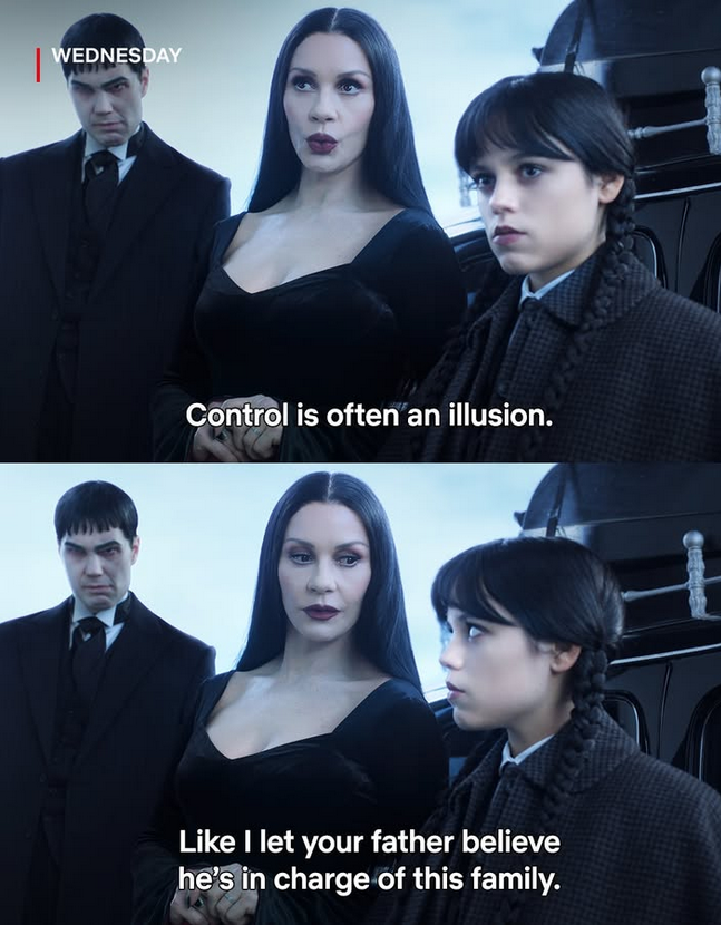 Fenrirtheicewo1's tweet photo. I hate this show so goddamm much.

Gomez and Morticia are not a cliche TV comedy couple they are a subversion. They are an actually happy on life couple who are equals in everything.

None of this BS. And yes, small things like this do matter. https://t.co/JQ1jyPuQhr