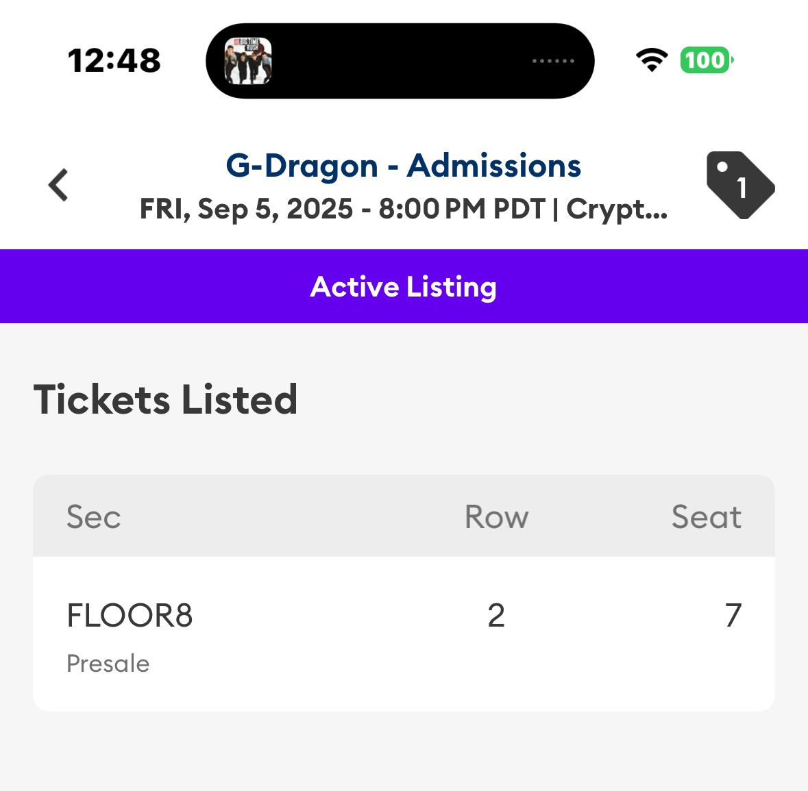 Daesungdes's tweet photo. Selling GDragon floor seat for day 1 in Los Angeles Dm me for more information.
#GDARAGON
#Übermensch
#GDRAGONINLOSANGELES https://t.co/g1pdA1dGEp